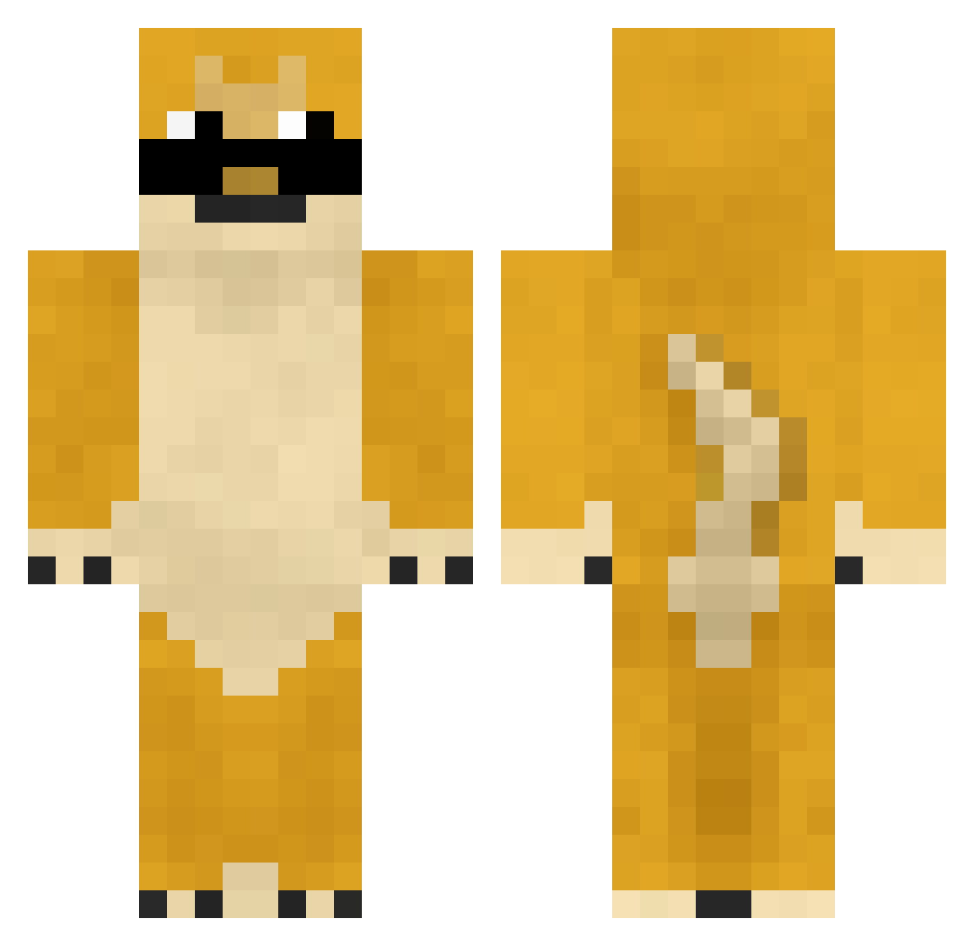 UchihaDucc Minecraft skin, front and back view