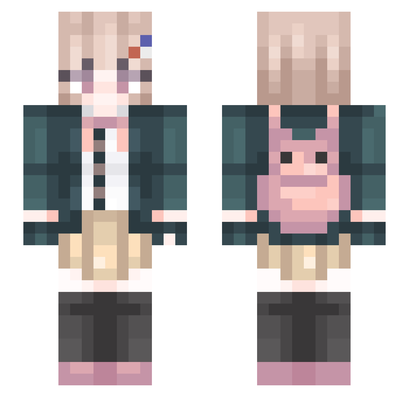 Molimen Minecraft skin, front and back view