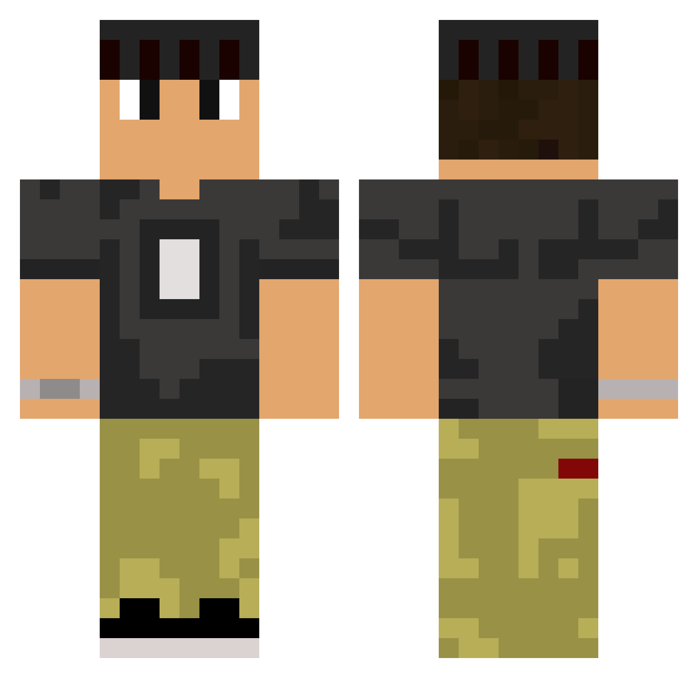 SoyVazz Minecraft skin, front and back view