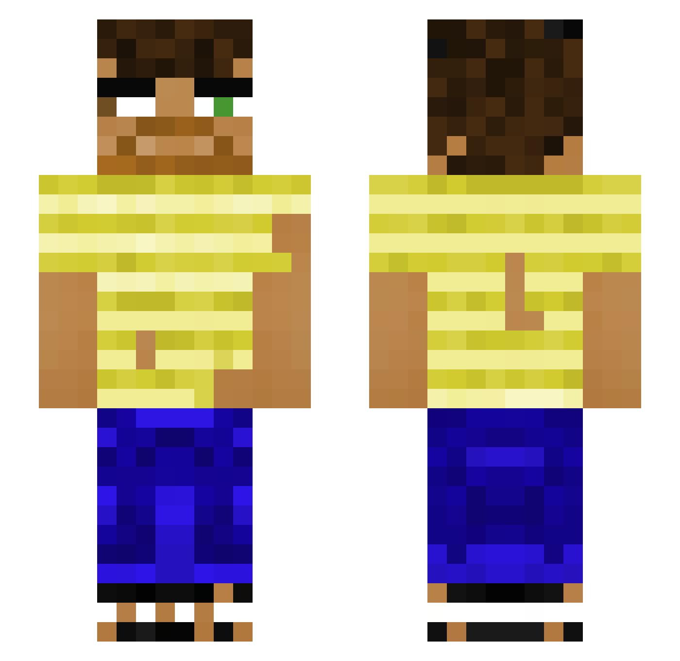 HeromaxR Minecraft skin, front and back view