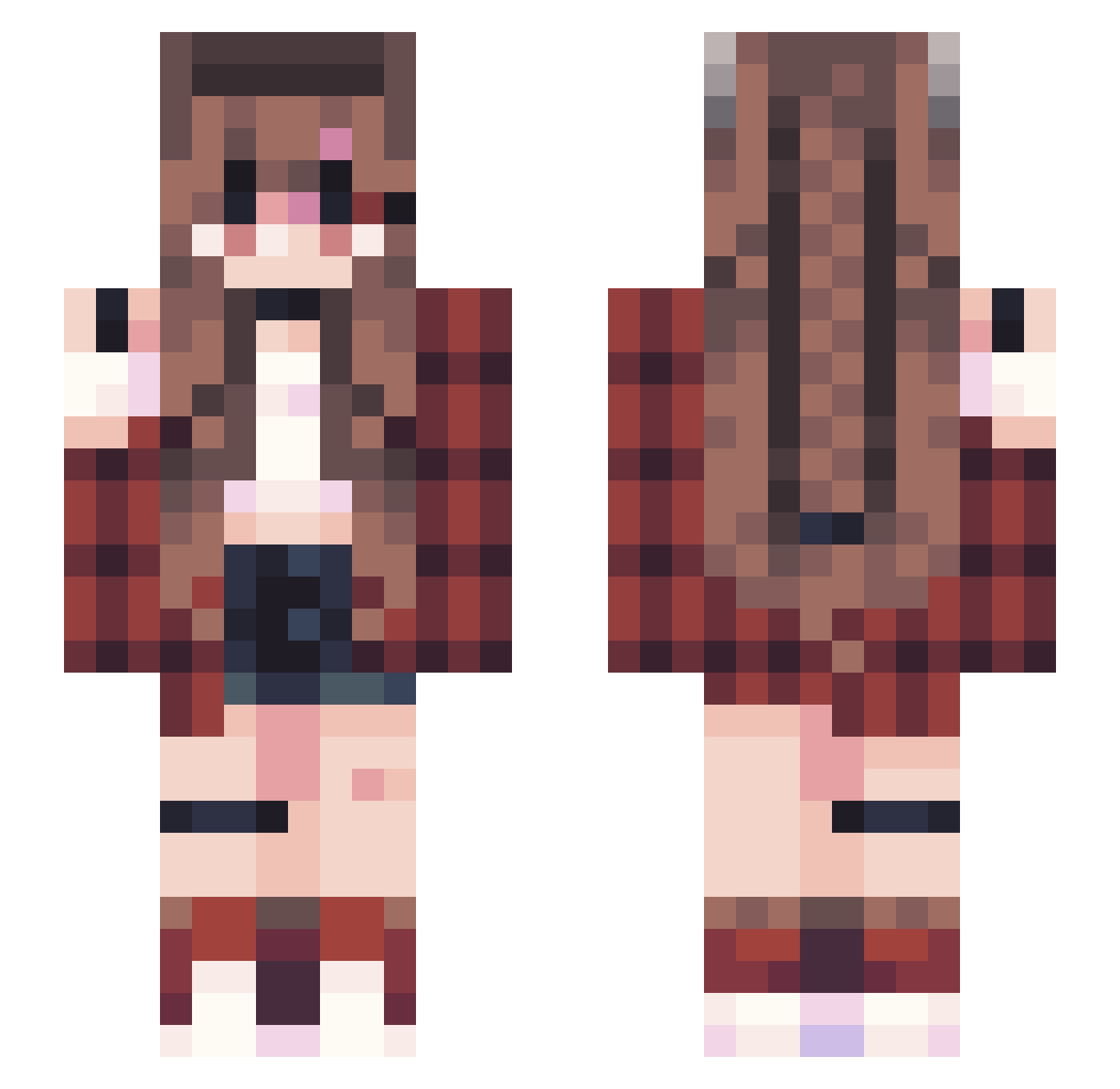 Takkak Minecraft skin, front and back view