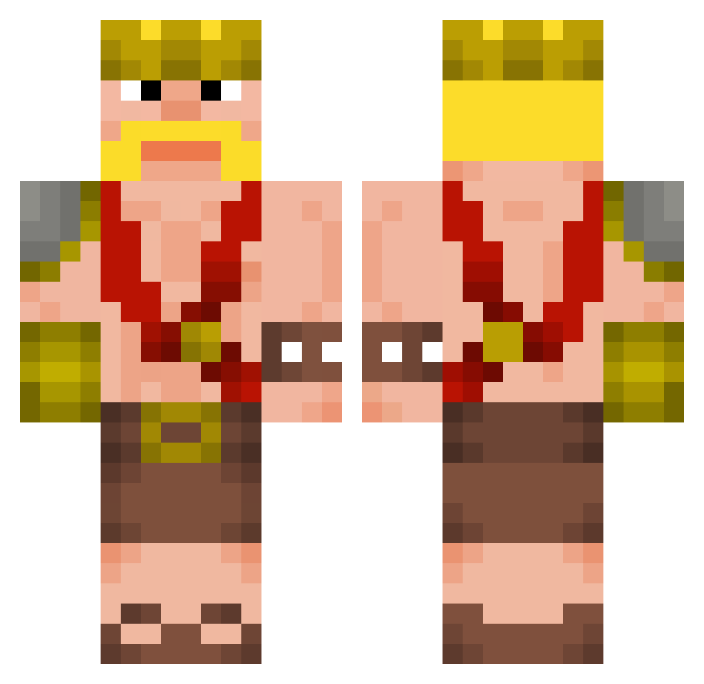 Manscurro Minecraft skin, front and back view