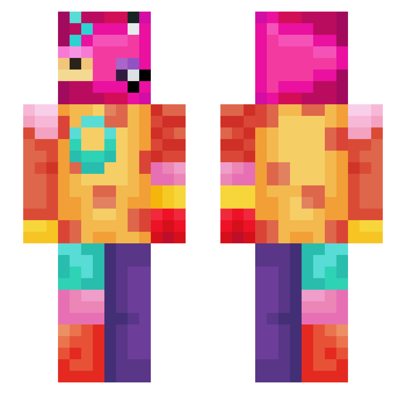 irnixia Minecraft skin, front and back view