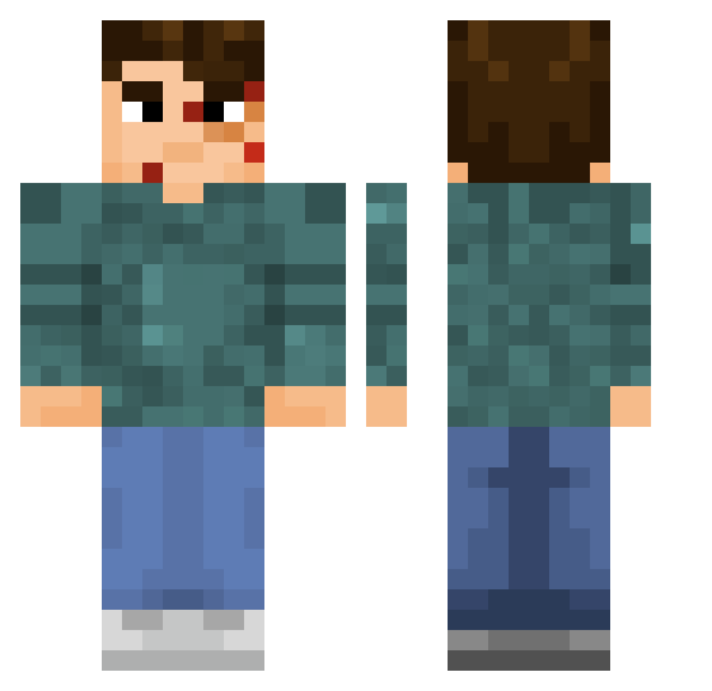 Plub30 Minecraft skin, front and back view