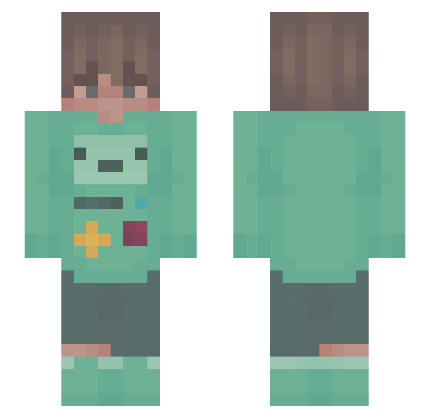 i_noob Minecraft skin, front and back view