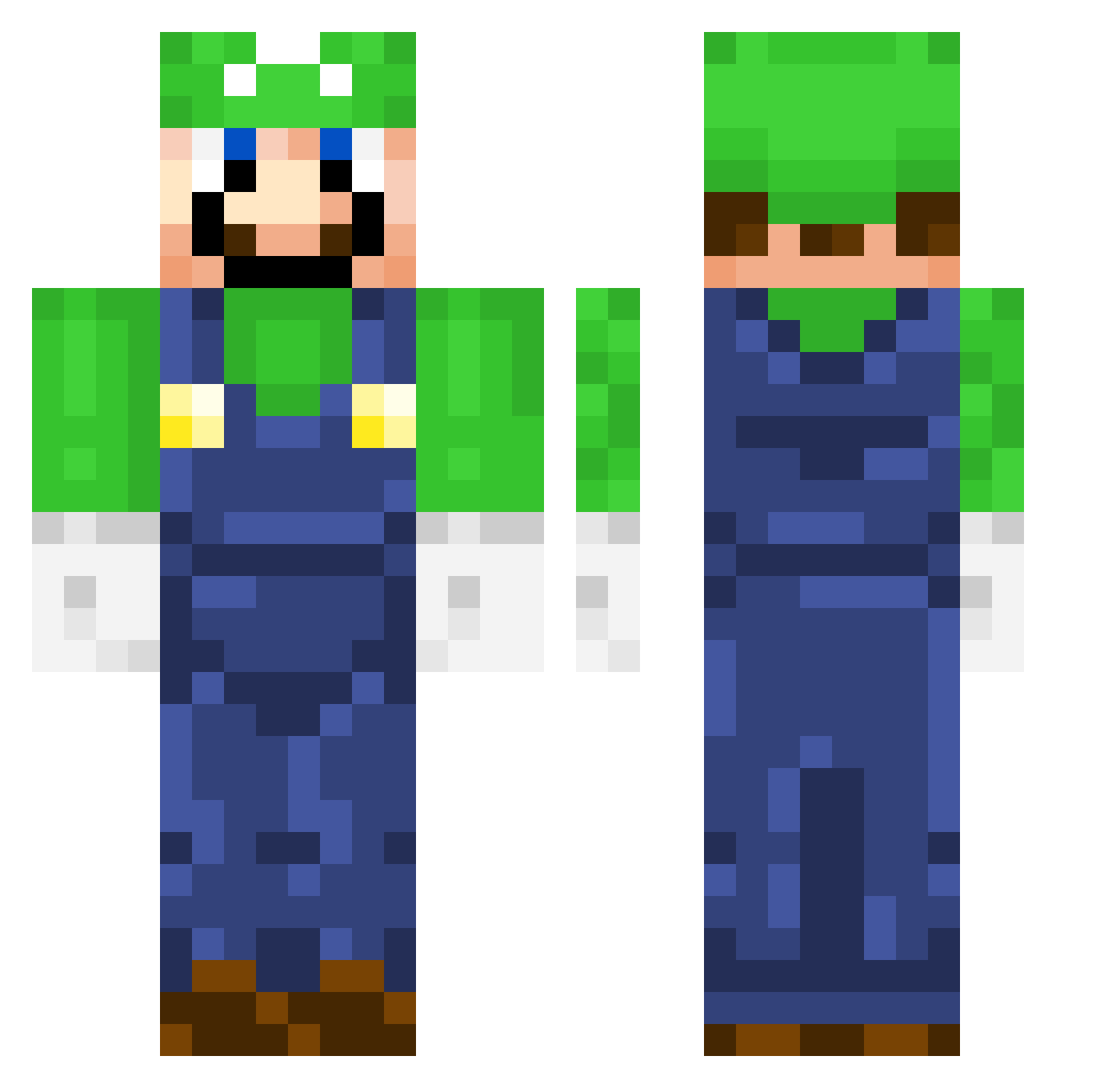 BeanProvider Minecraft skin, front and back view