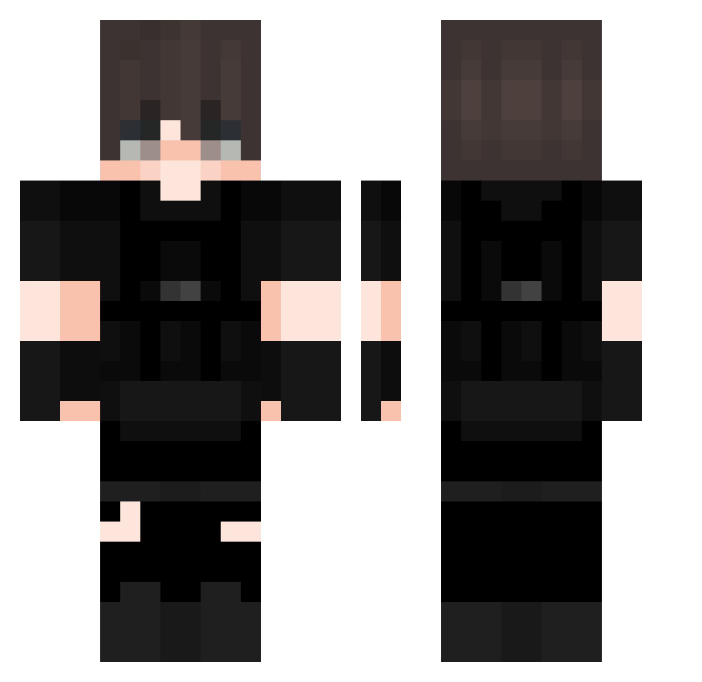 PielNegra Minecraft skin, front and back view