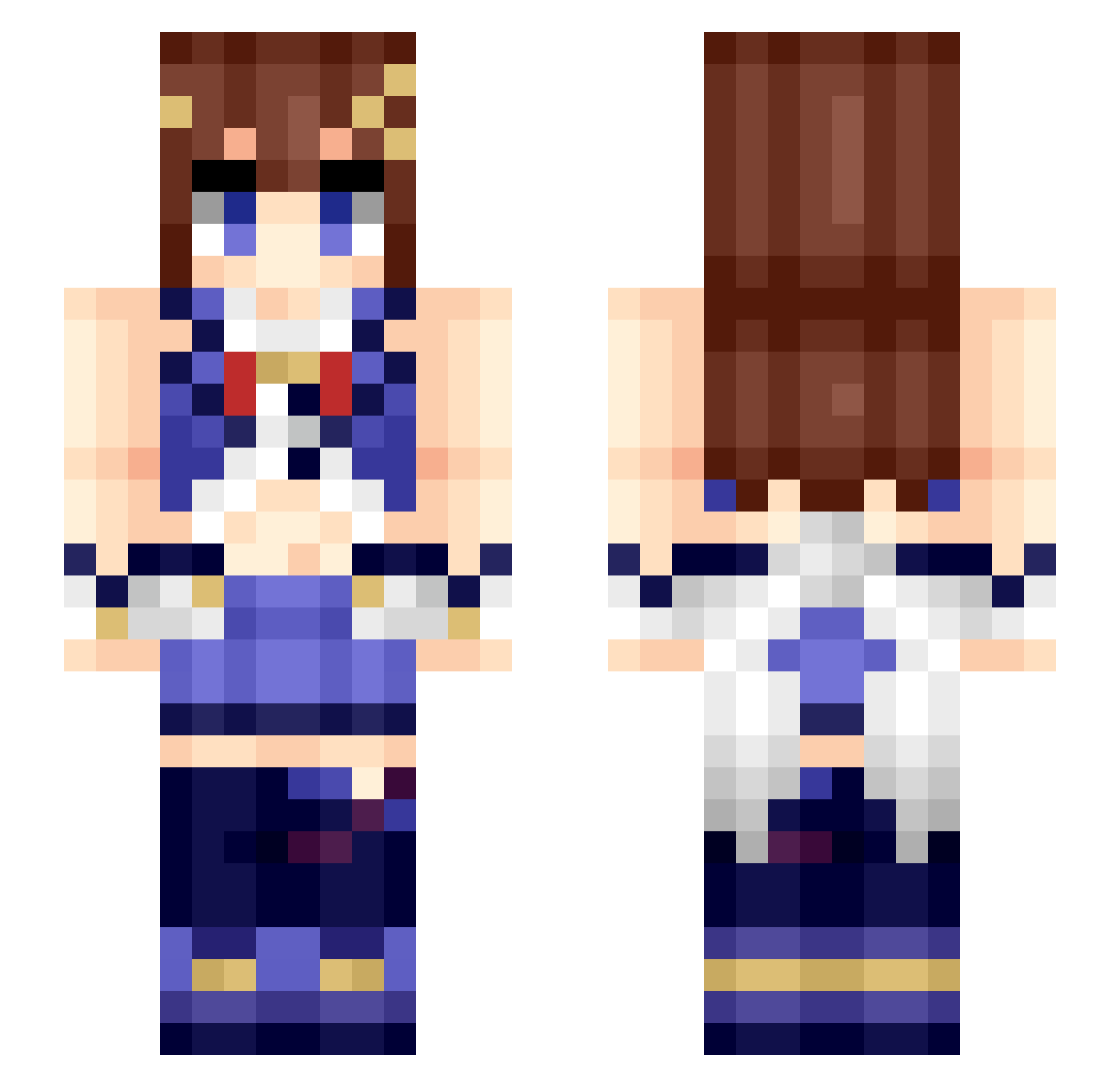 Sora_Tokino Minecraft skin, front and back view
