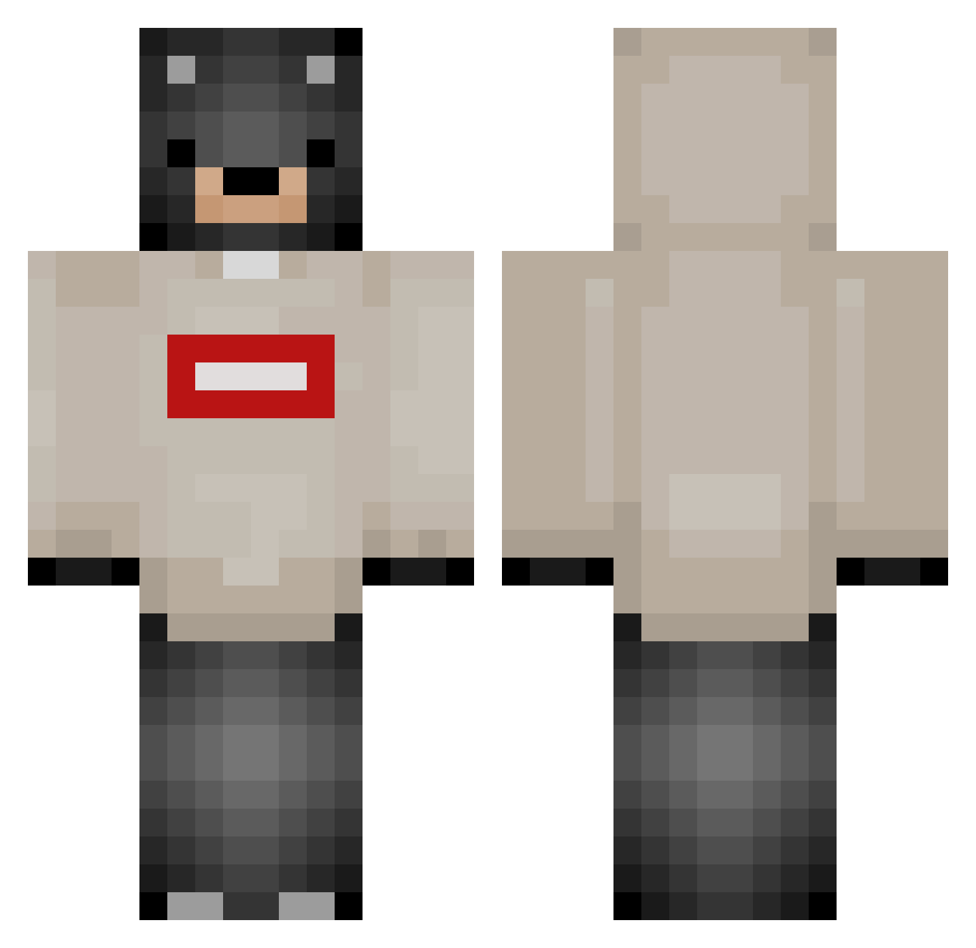 Dex_13 Minecraft skin, front and back view