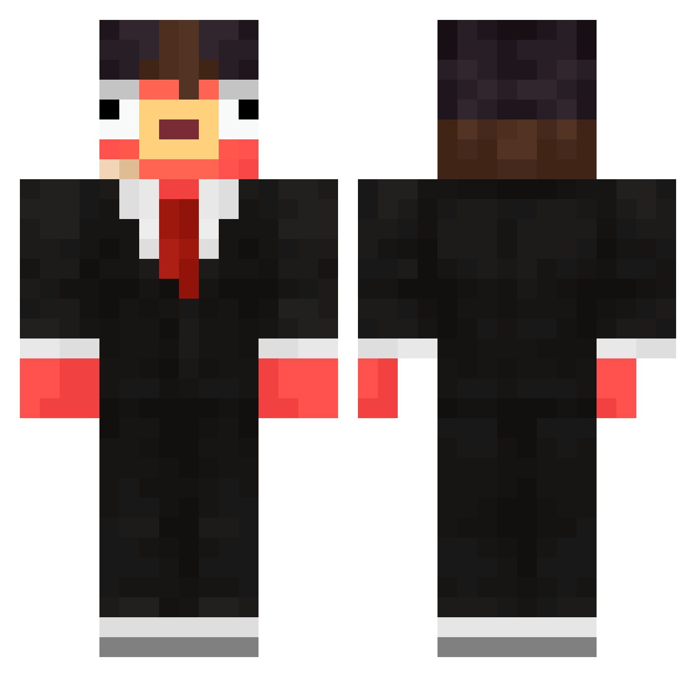 Inexc Minecraft skin, front and back view