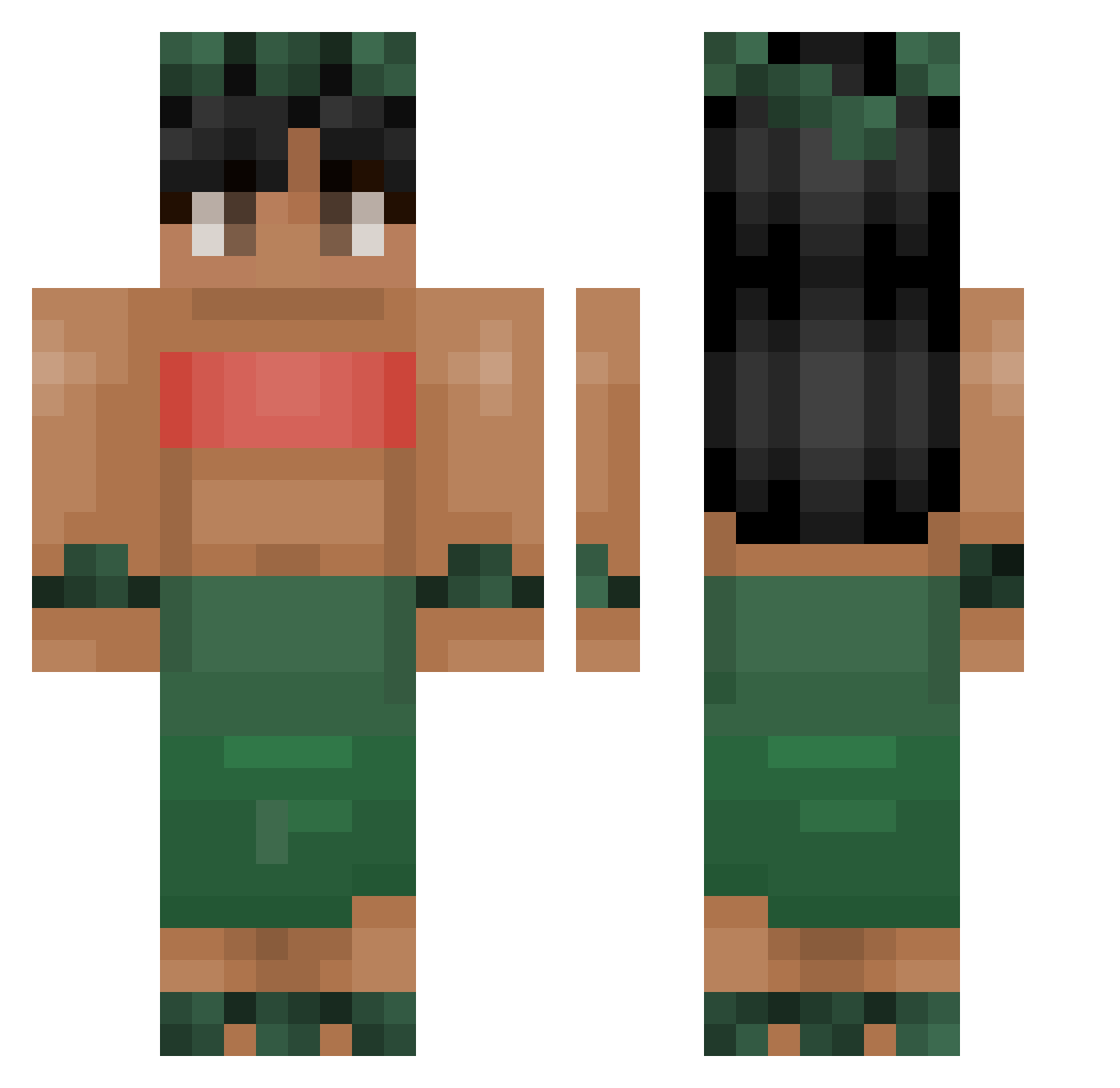 SP4RT4NC3LIS Minecraft skin, front and back view