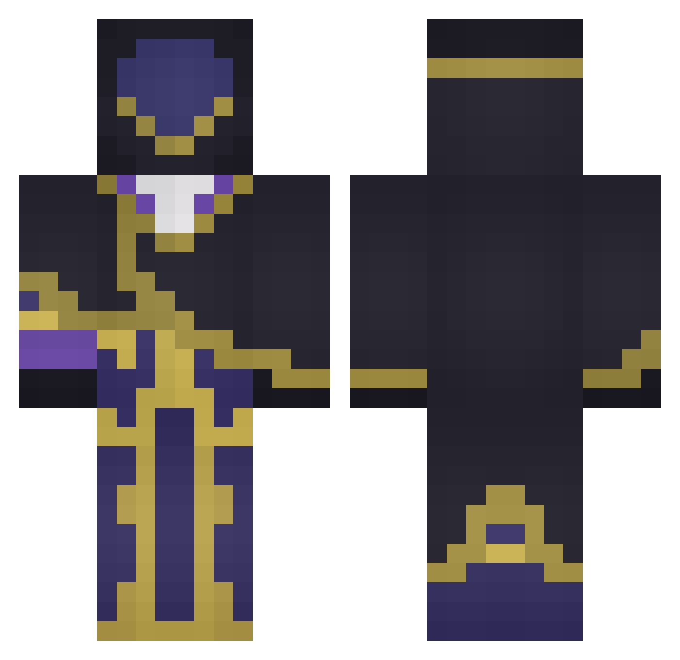StealthX Minecraft skin, front and back view