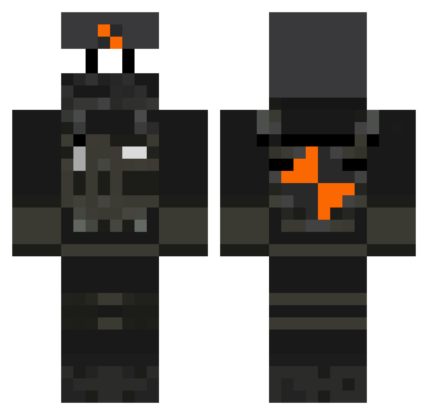 meatnormous1979 Minecraft skin, front and back view