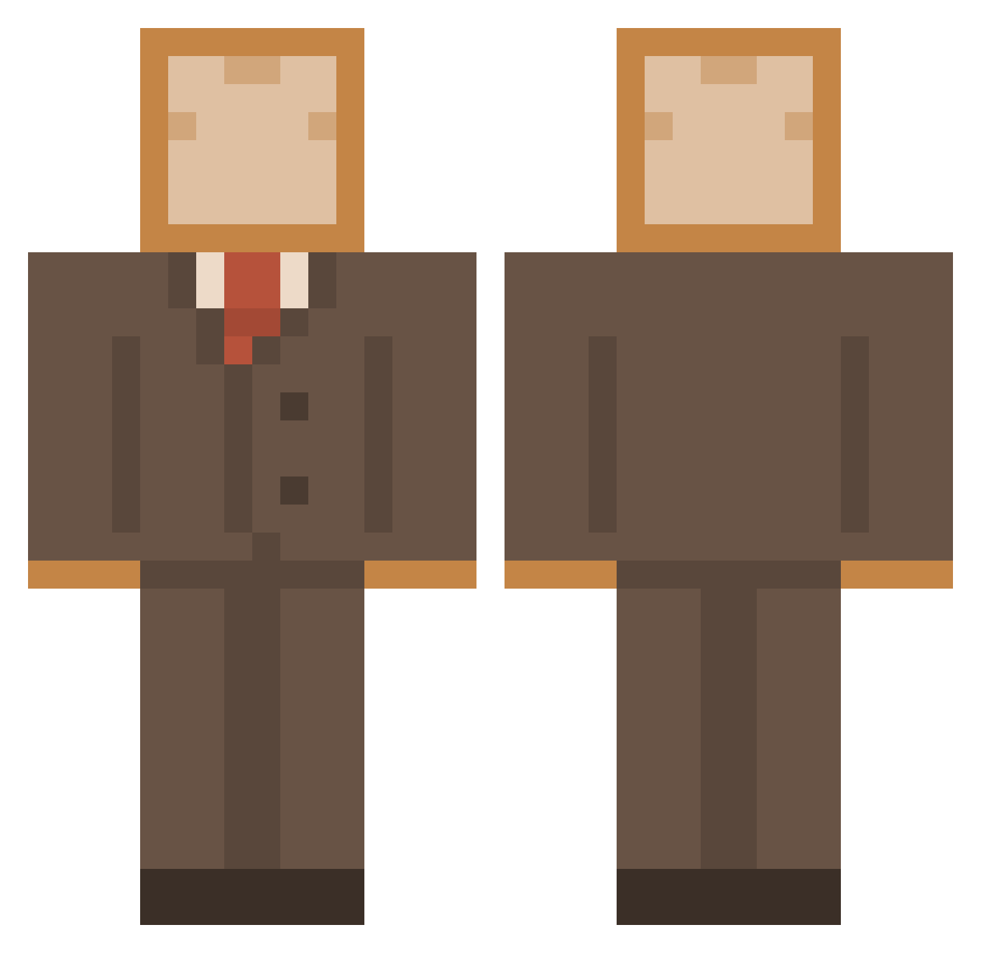 RocketDude42 Minecraft skin, front and back view