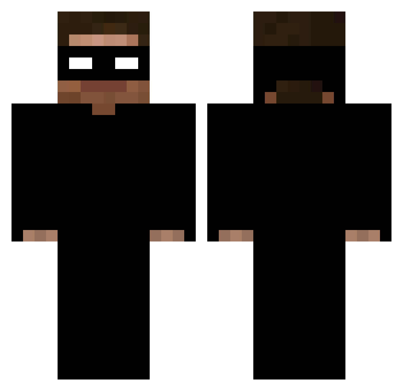 BuggeGameplay Minecraft skin, front and back view