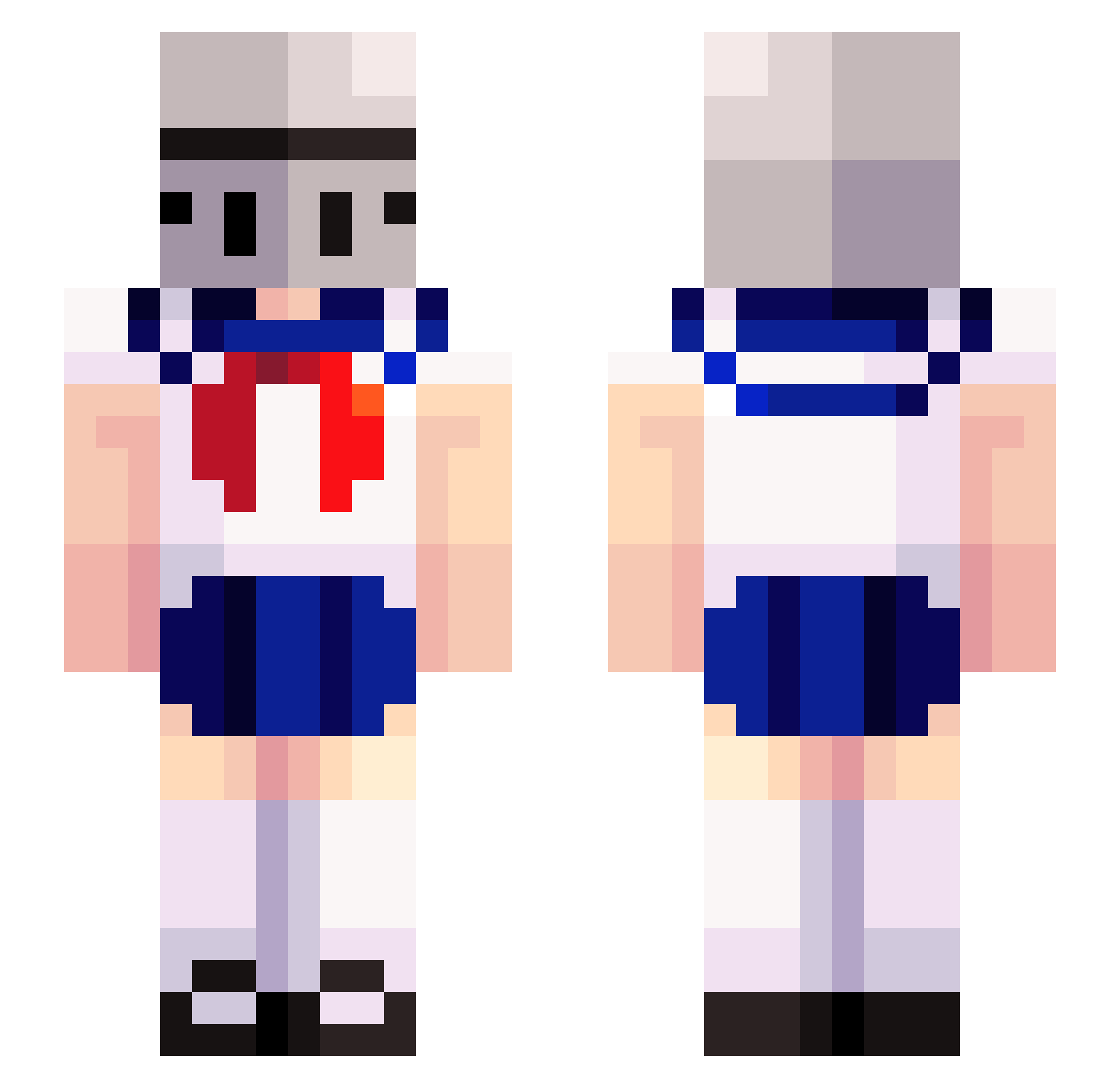 GreyMossClouds Minecraft skin, front and back view