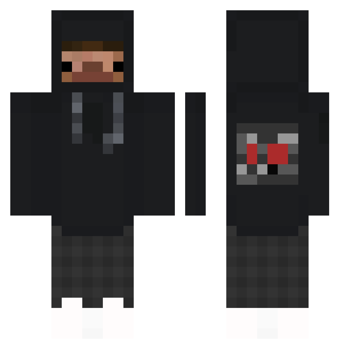 steaksloth Minecraft skin, front and back view