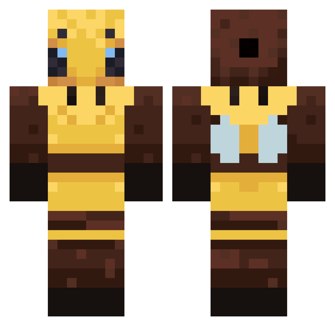 Ashtalyst Minecraft skin, front and back view