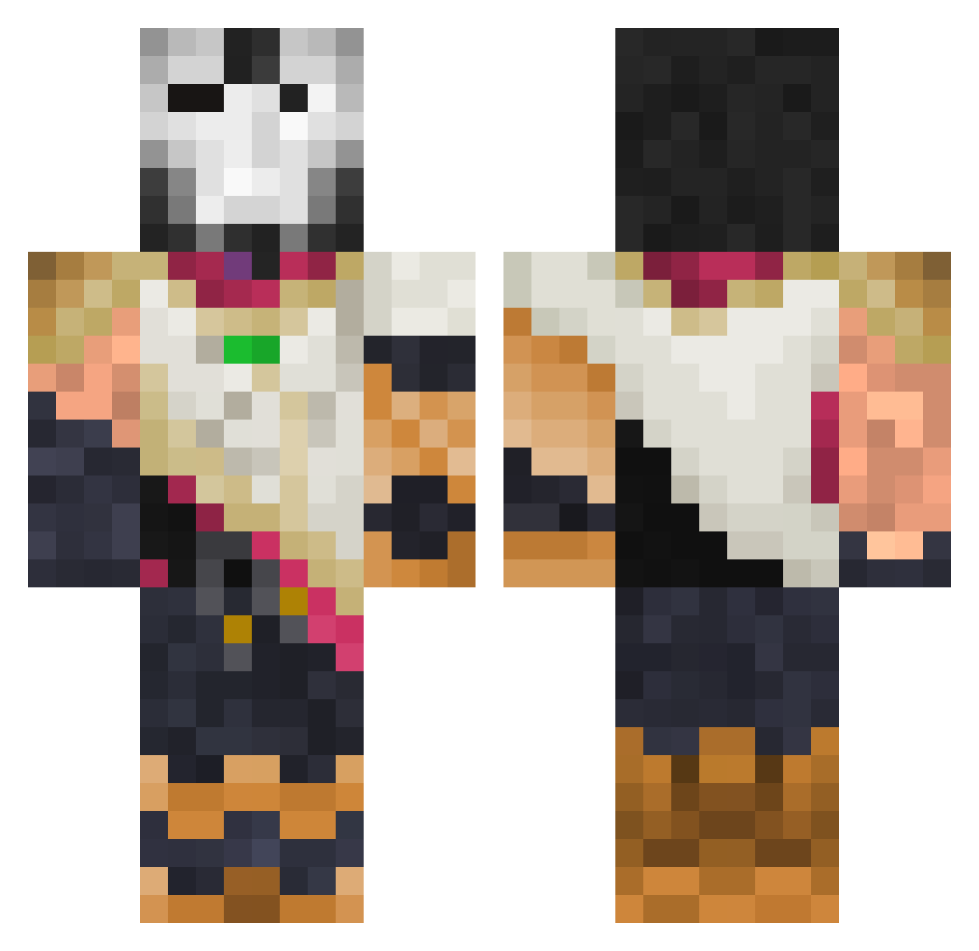 Plutonic Minecraft skin, front and back view