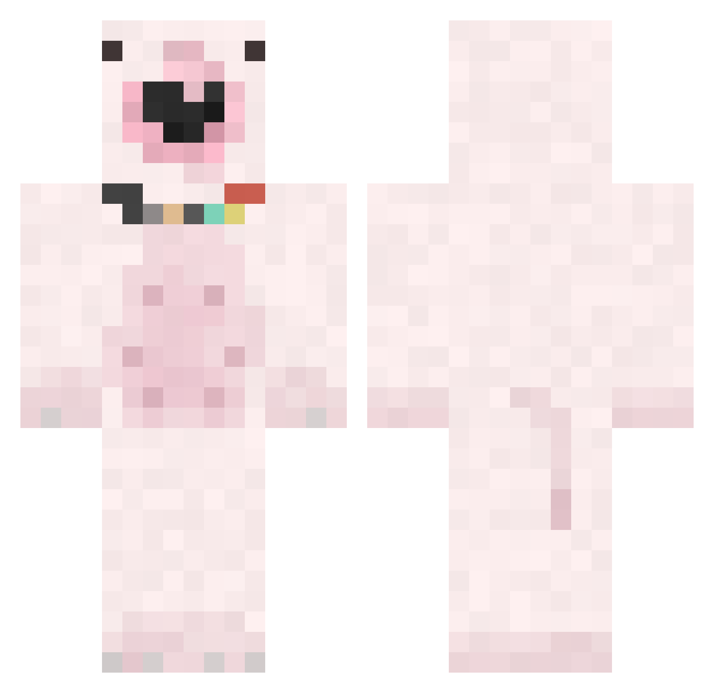 Fack Minecraft skin, front and back view