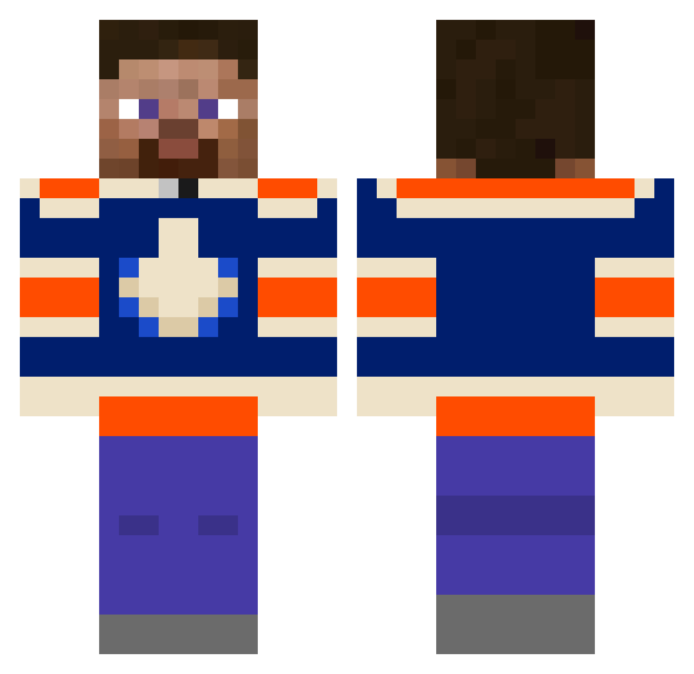 Zylecc Minecraft skin, front and back view