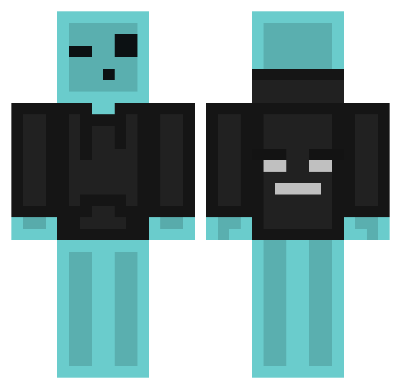 MisterRuckus Minecraft skin, front and back view