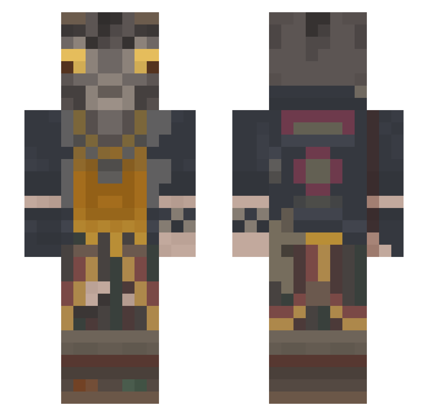 Articobblestone Minecraft skin, front and back view
