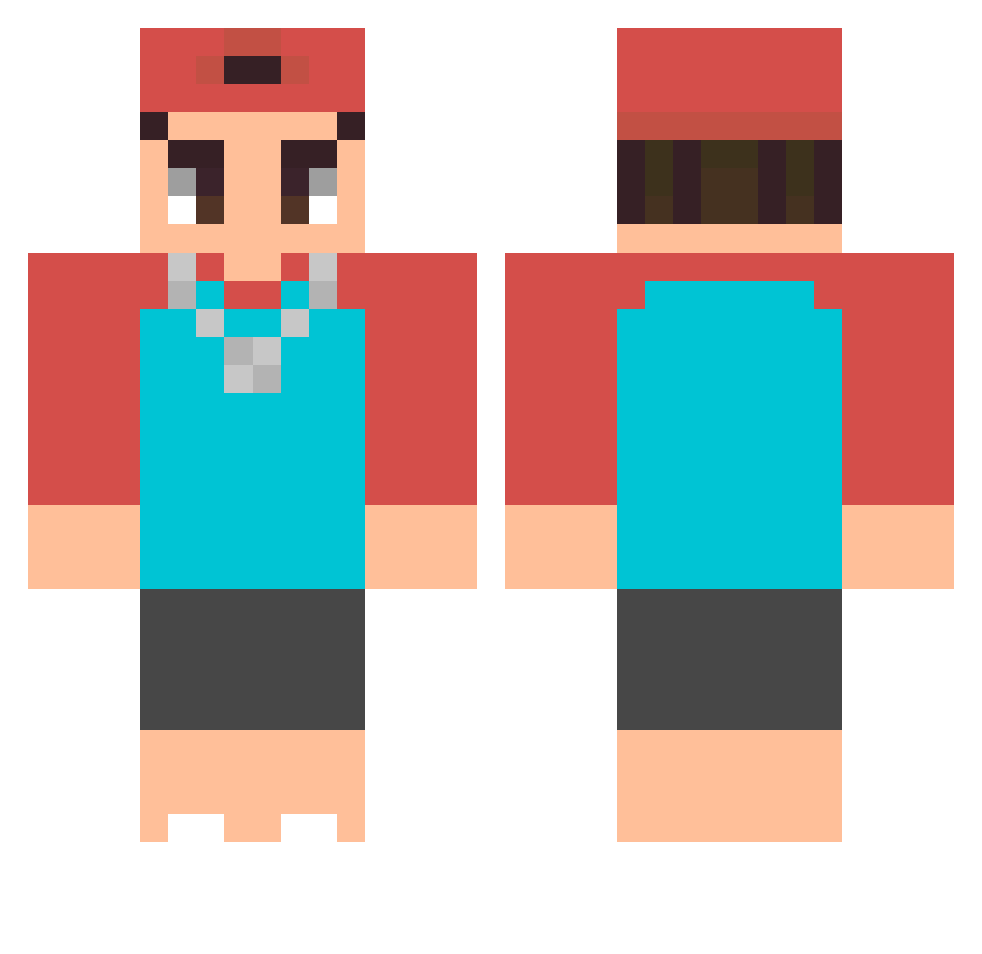 DaFux Minecraft skin, front and back view