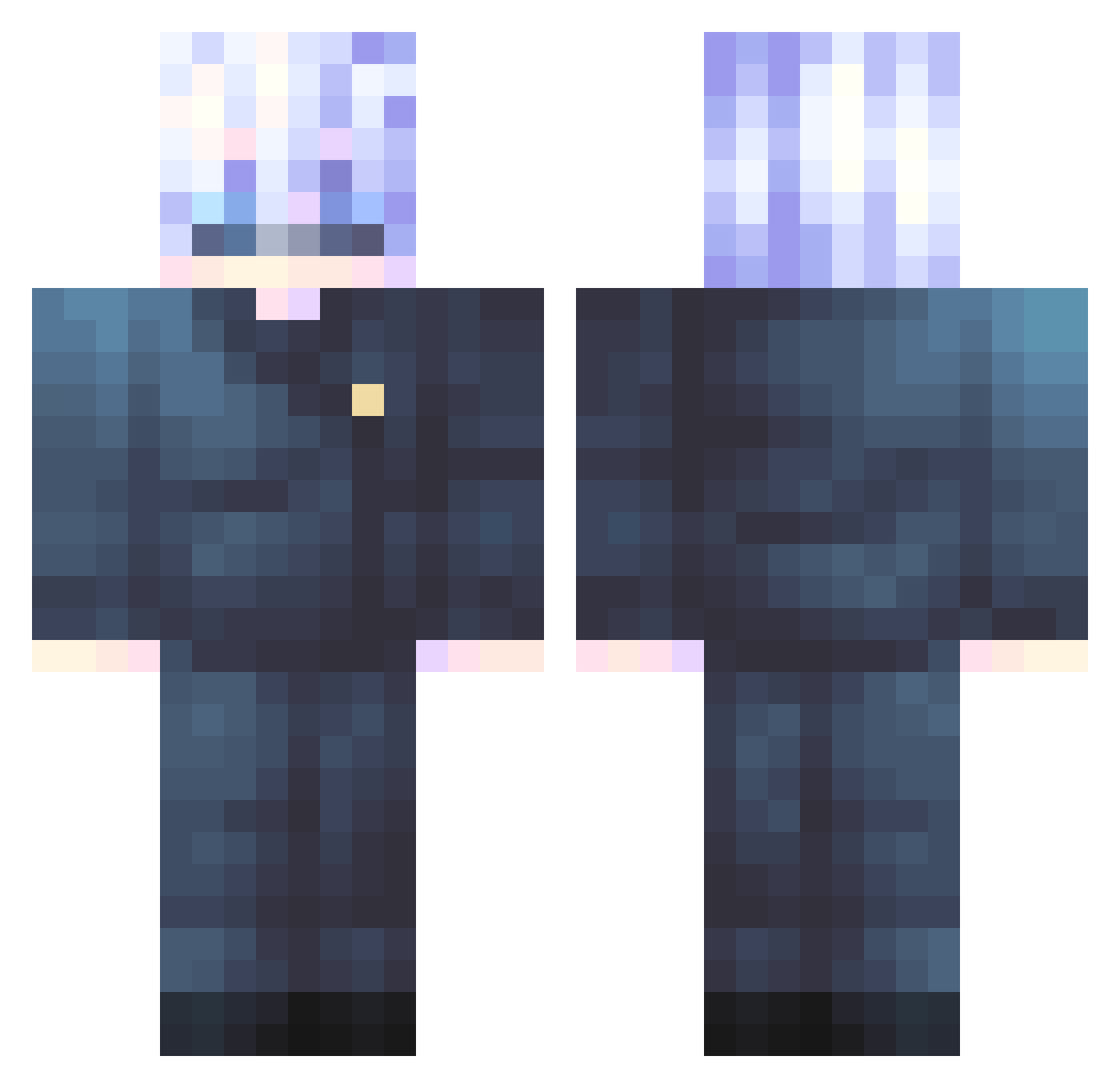 Zivertal Minecraft skin, front and back view