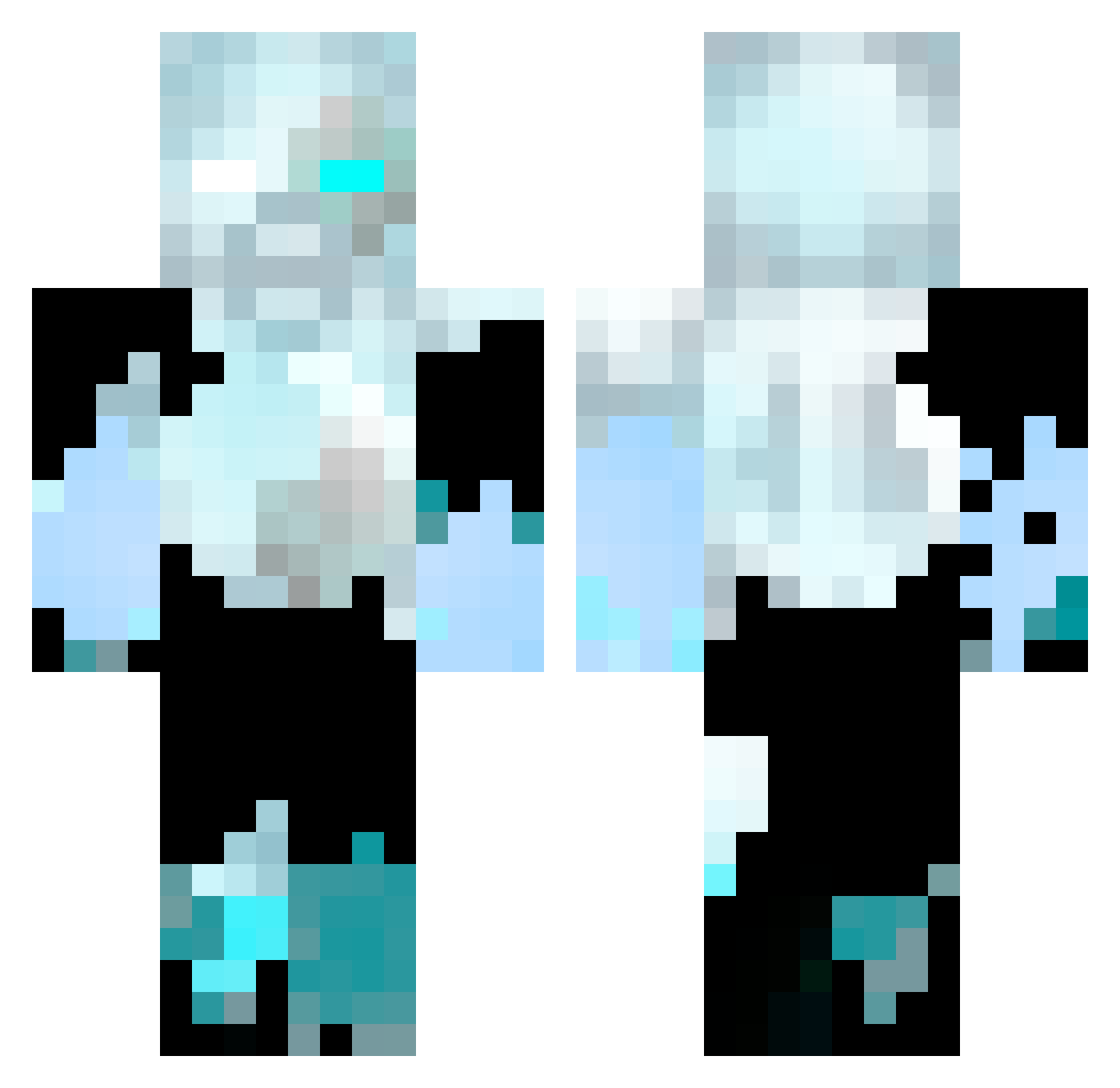 glowsticklight Minecraft skin, front and back view