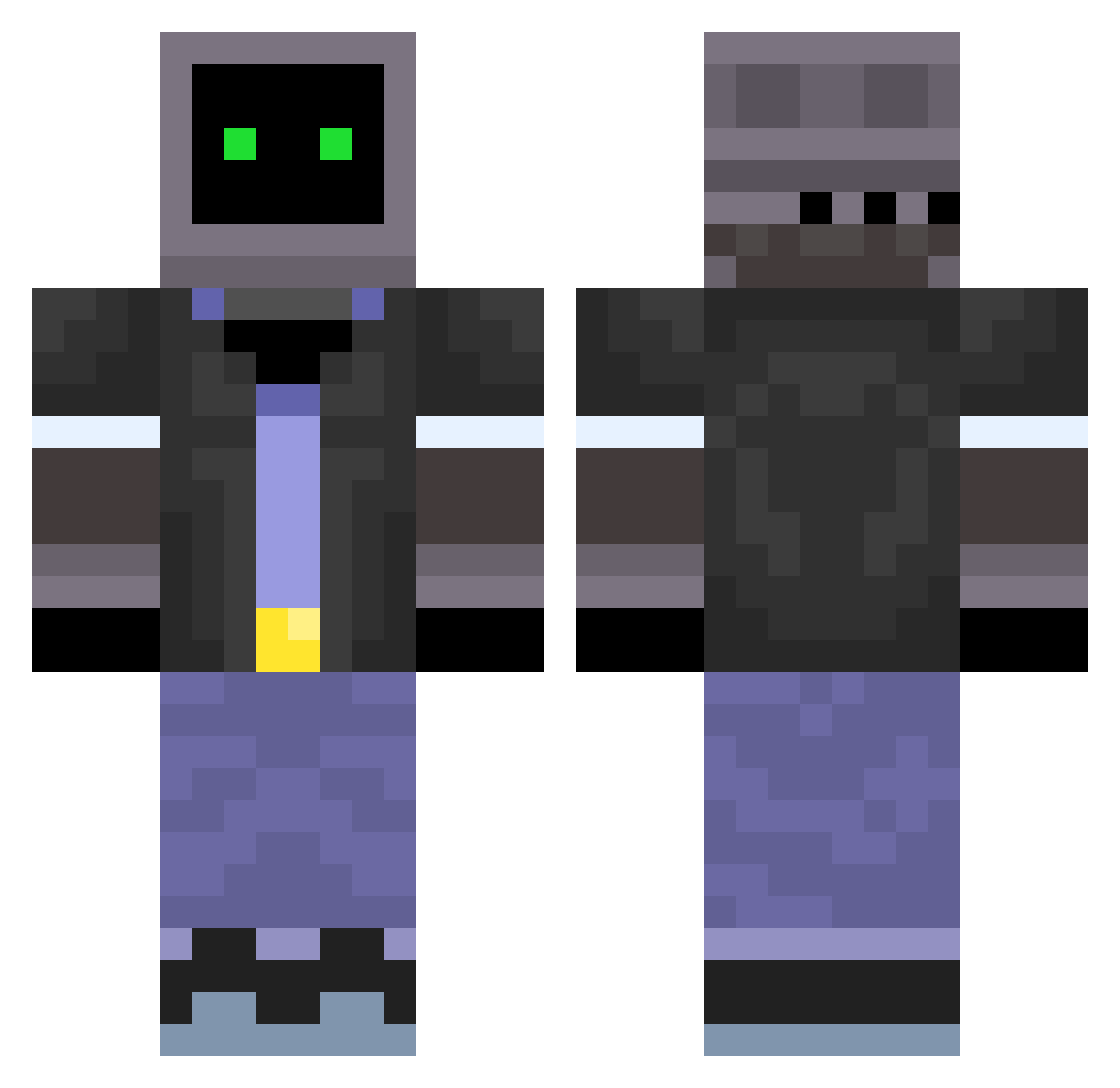 Ace_Slimer Minecraft skin, front and back view