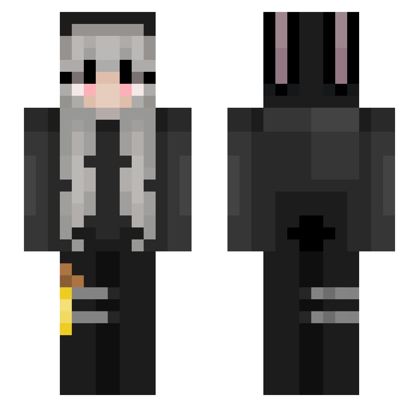 Slipperyman420 Minecraft skin, front and back view