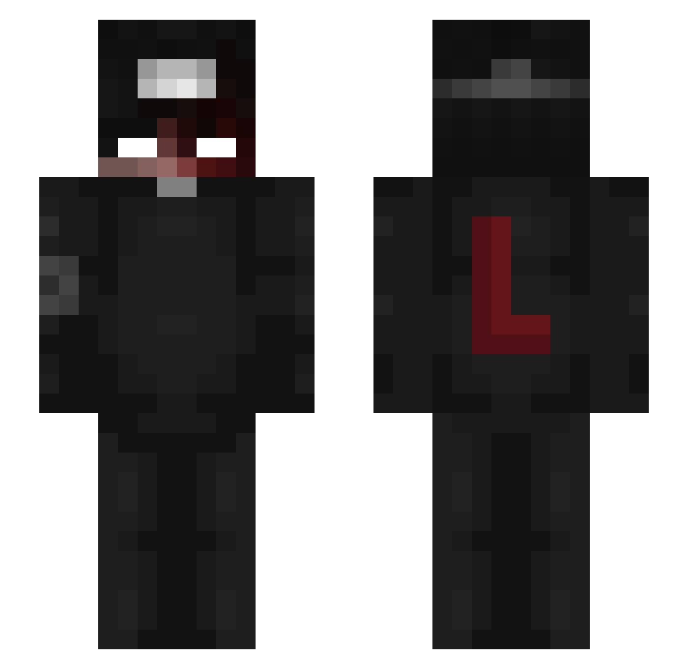 Palming Minecraft skin, front and back view