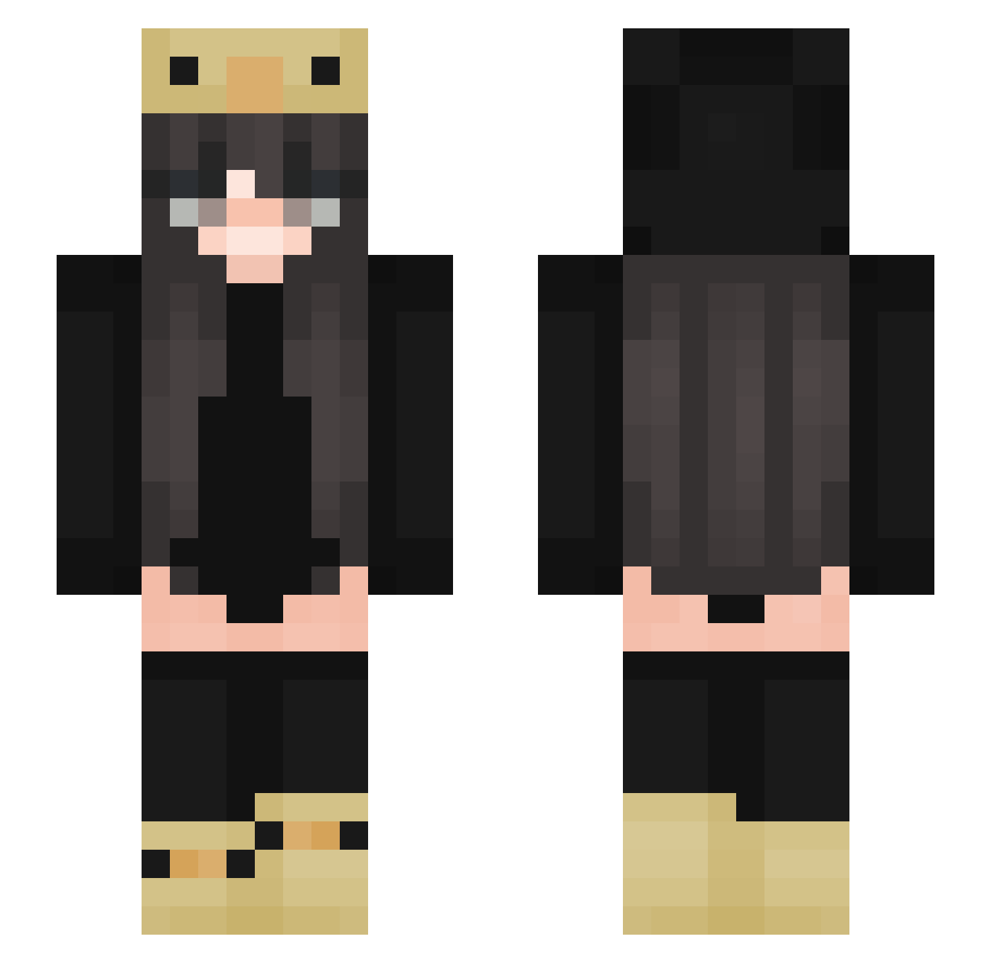 Wiku2307 Minecraft skin, front and back view