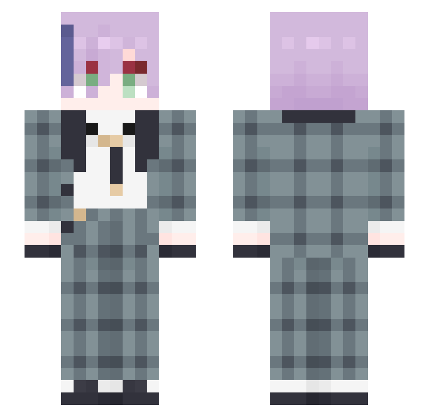 JinaGun Minecraft skin, front and back view