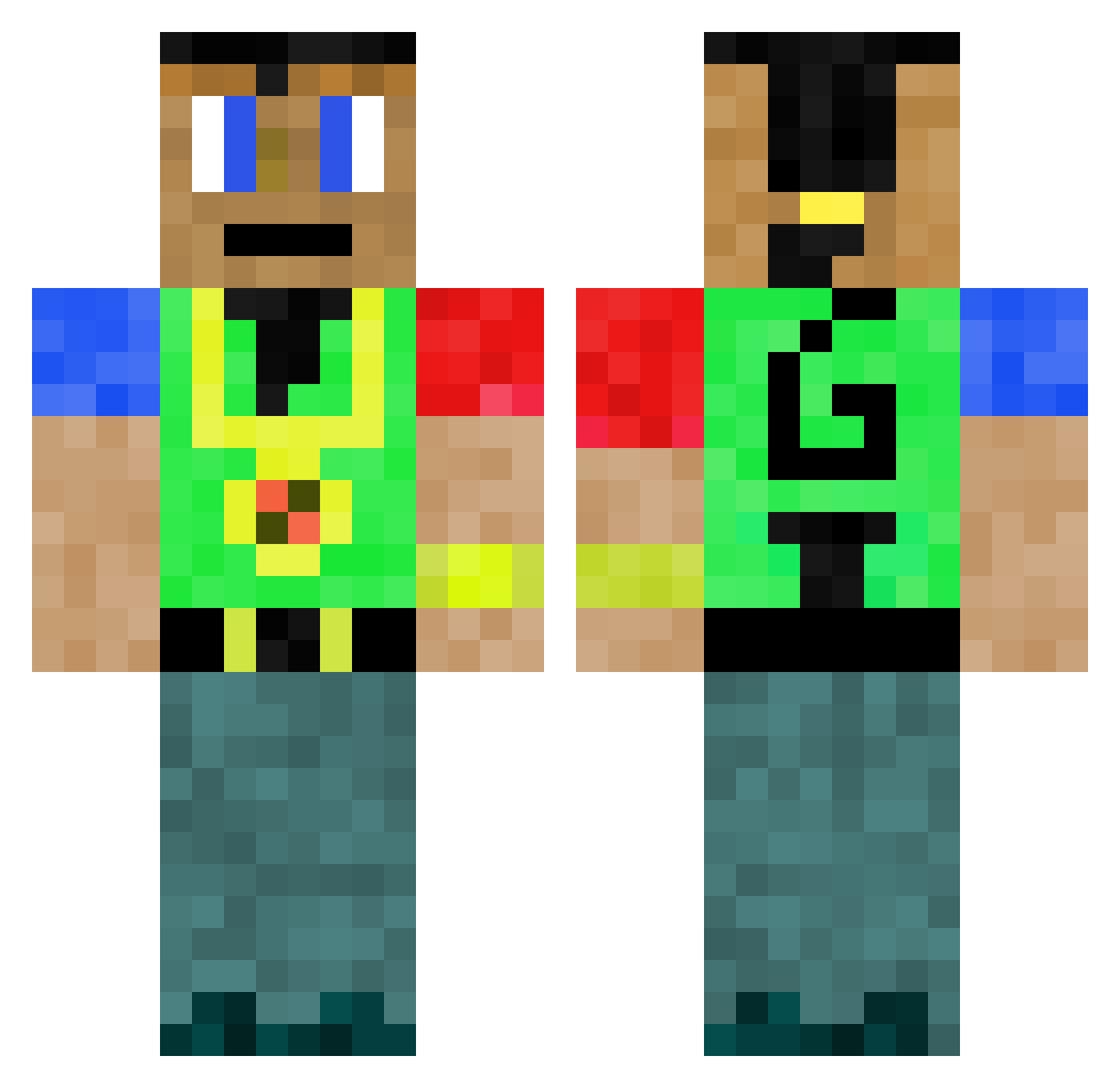 Yikeslava Minecraft skin, front and back view