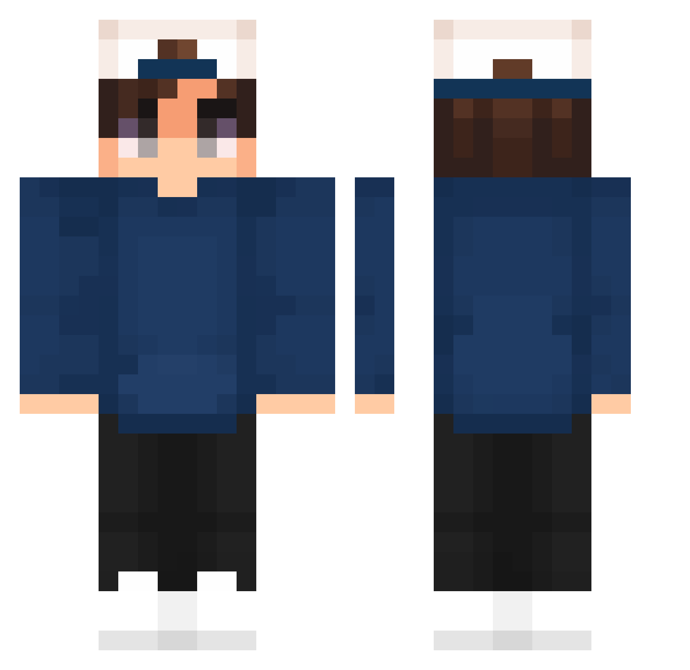 v2fty Minecraft skin, front and back view