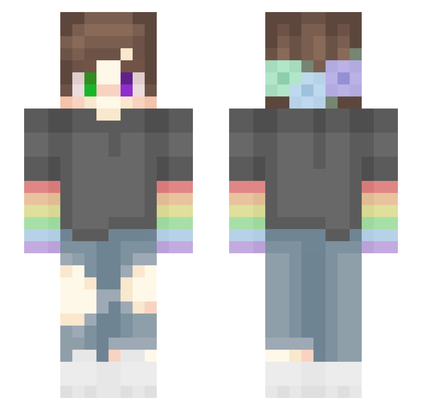 Kinder_Baka Minecraft skin, front and back view