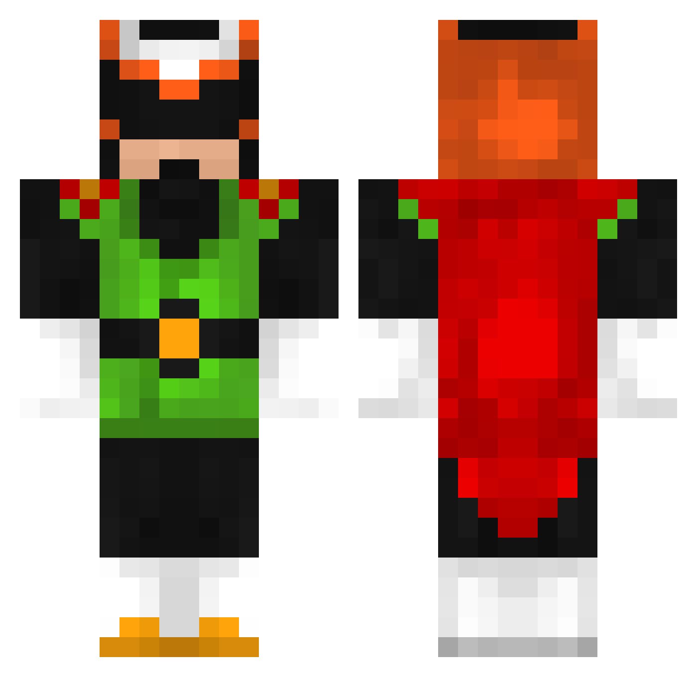 Meelos Minecraft skin, front and back view