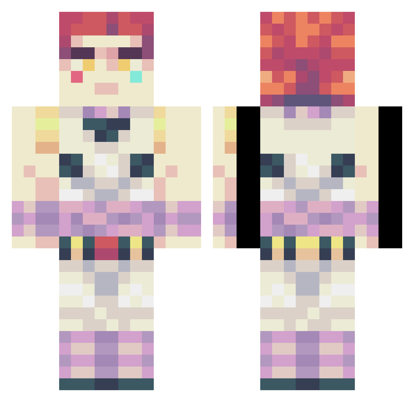 S3xypasta Minecraft skin, front and back view