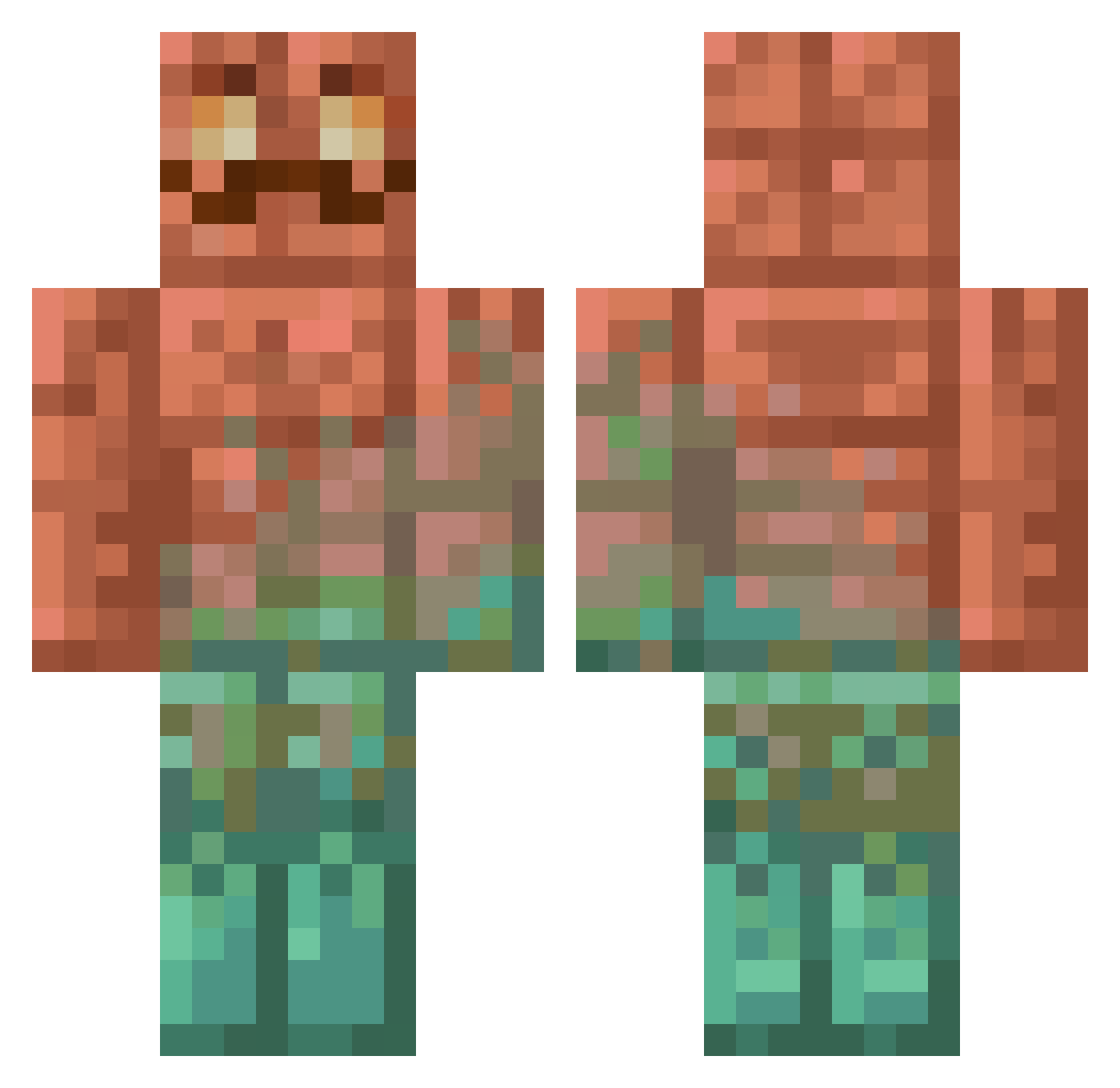 Z0K0N Minecraft skin, front and back view