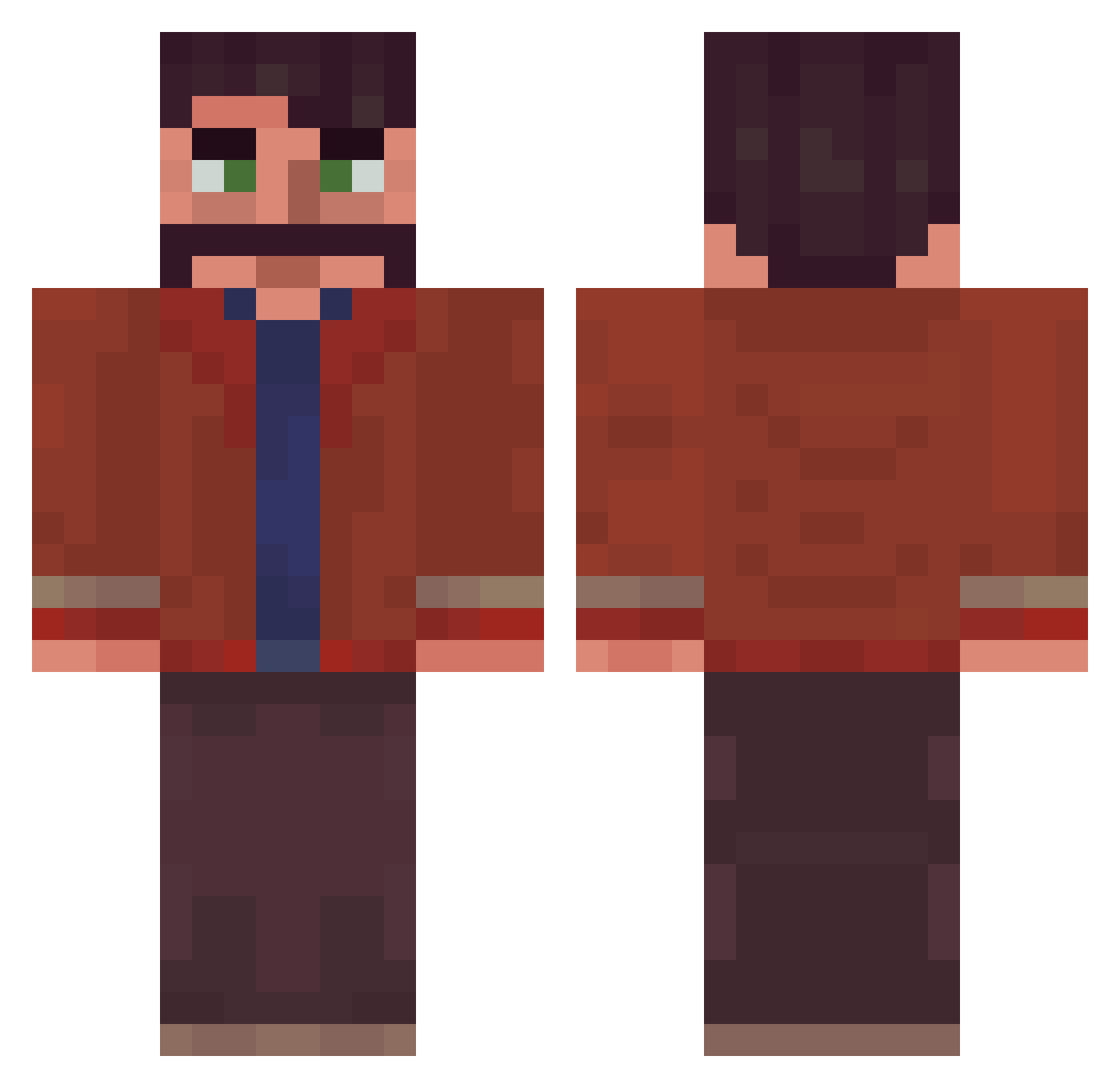 Clousckv Minecraft skin, front and back view