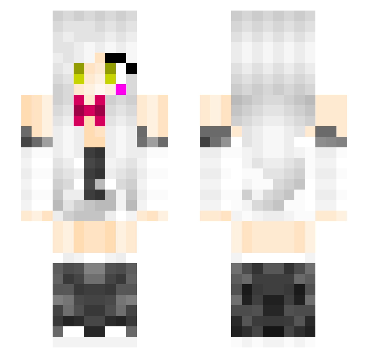 ChallengedAhri Minecraft skin, front and back view