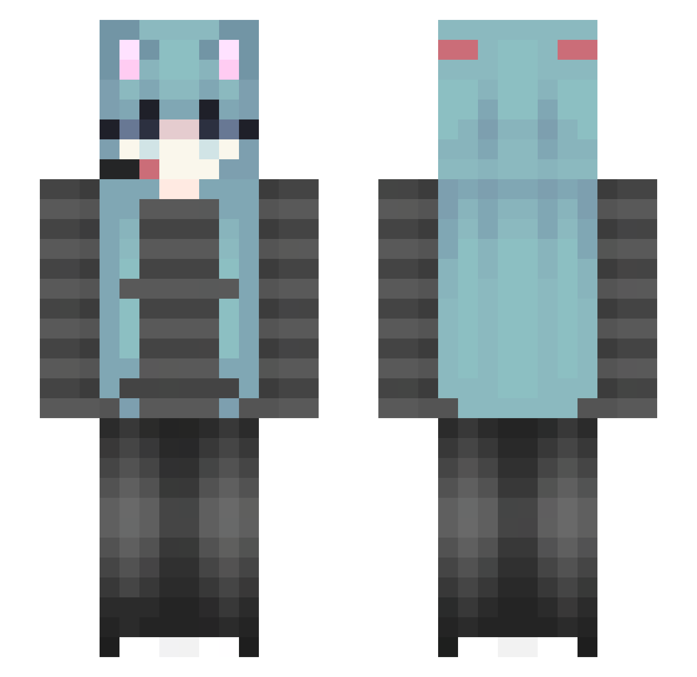 Just7th Minecraft skin, front and back view