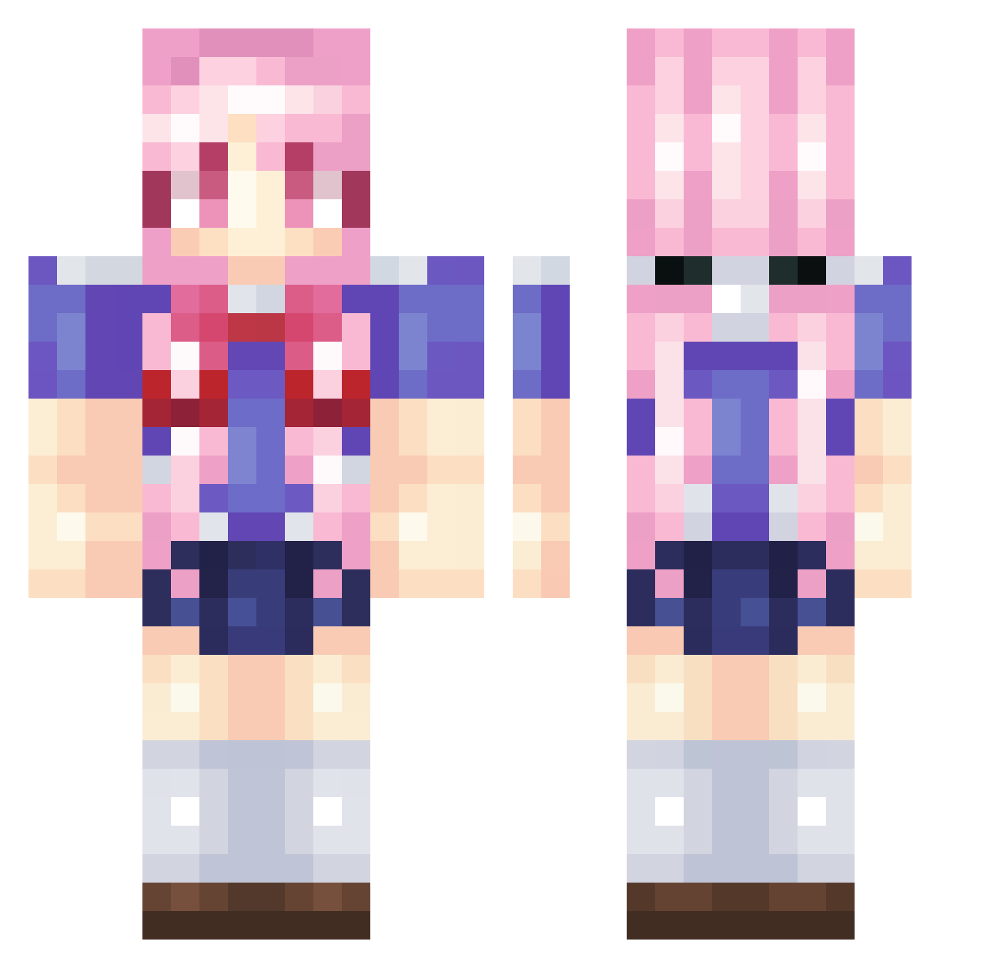 oversocialized Minecraft skin, front and back view