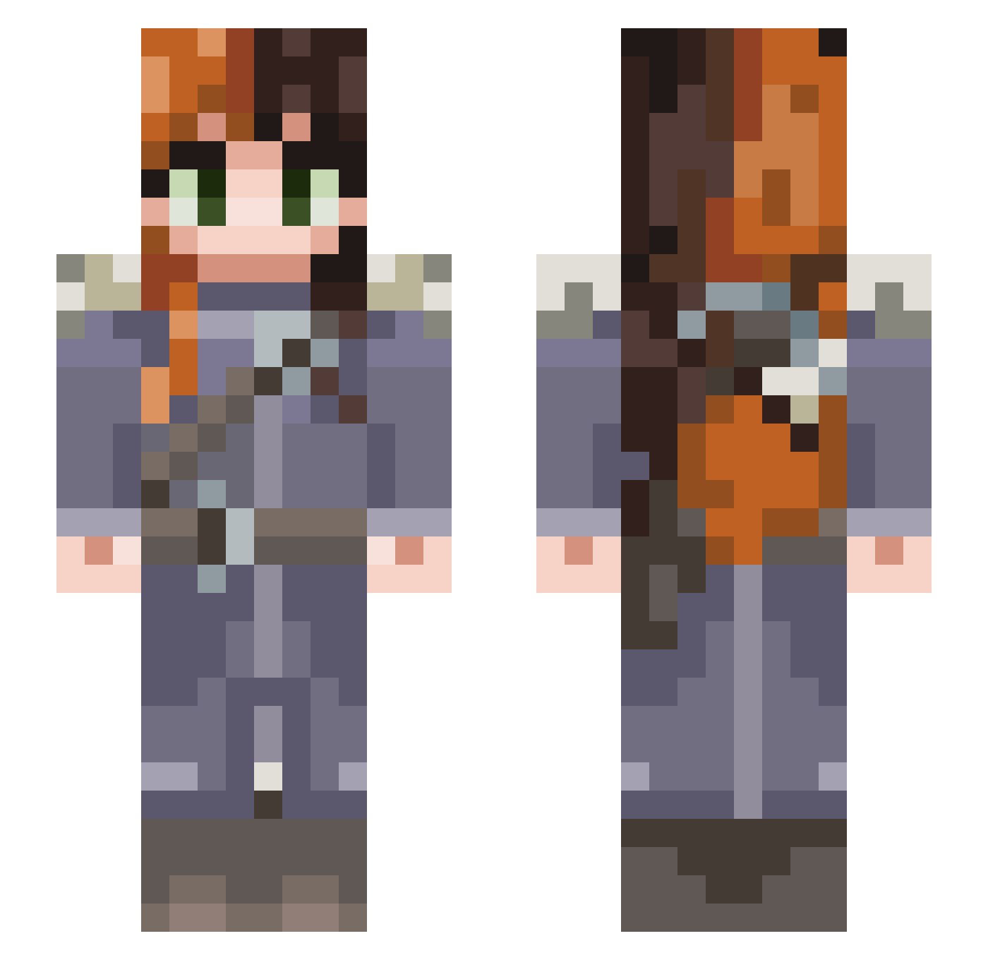 Vleelee38 Minecraft skin, front and back view