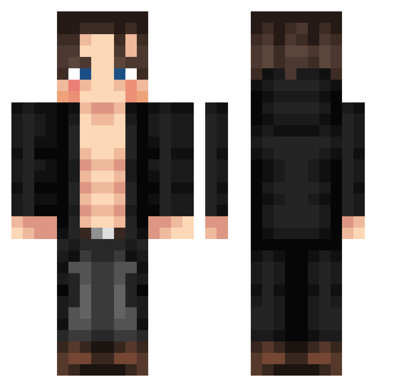 Mobunux Minecraft skin, front and back view