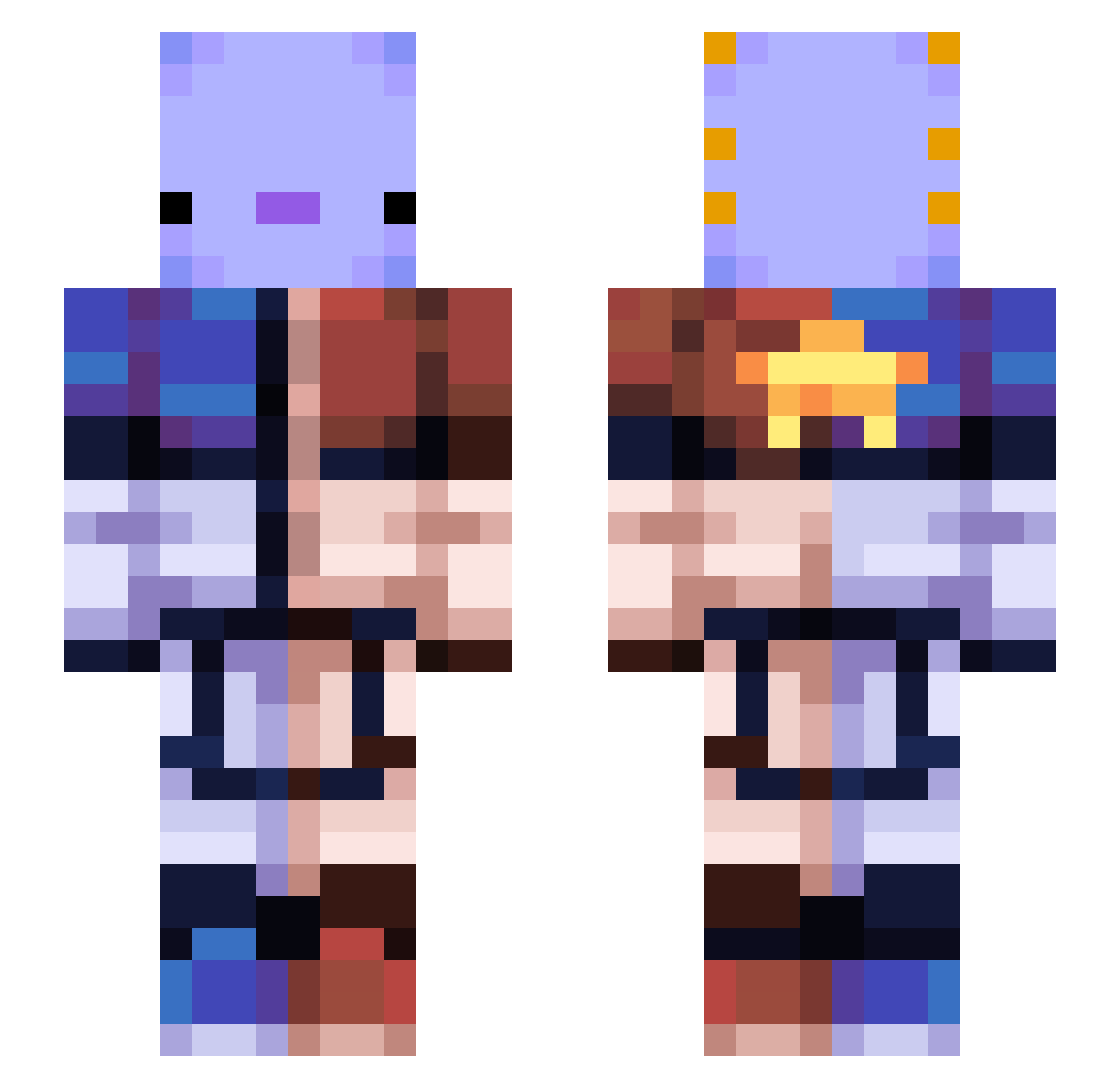 jvhh Minecraft skin, front and back view