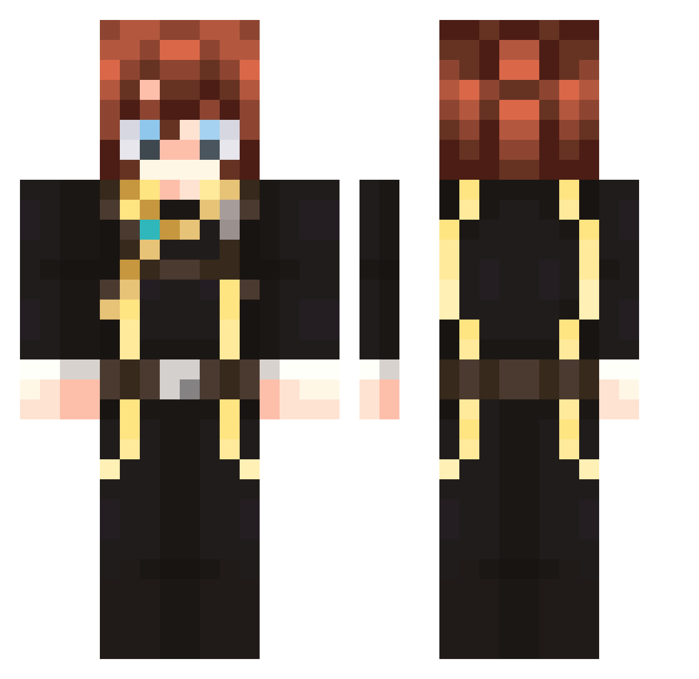 juche91 Minecraft skin, front and back view