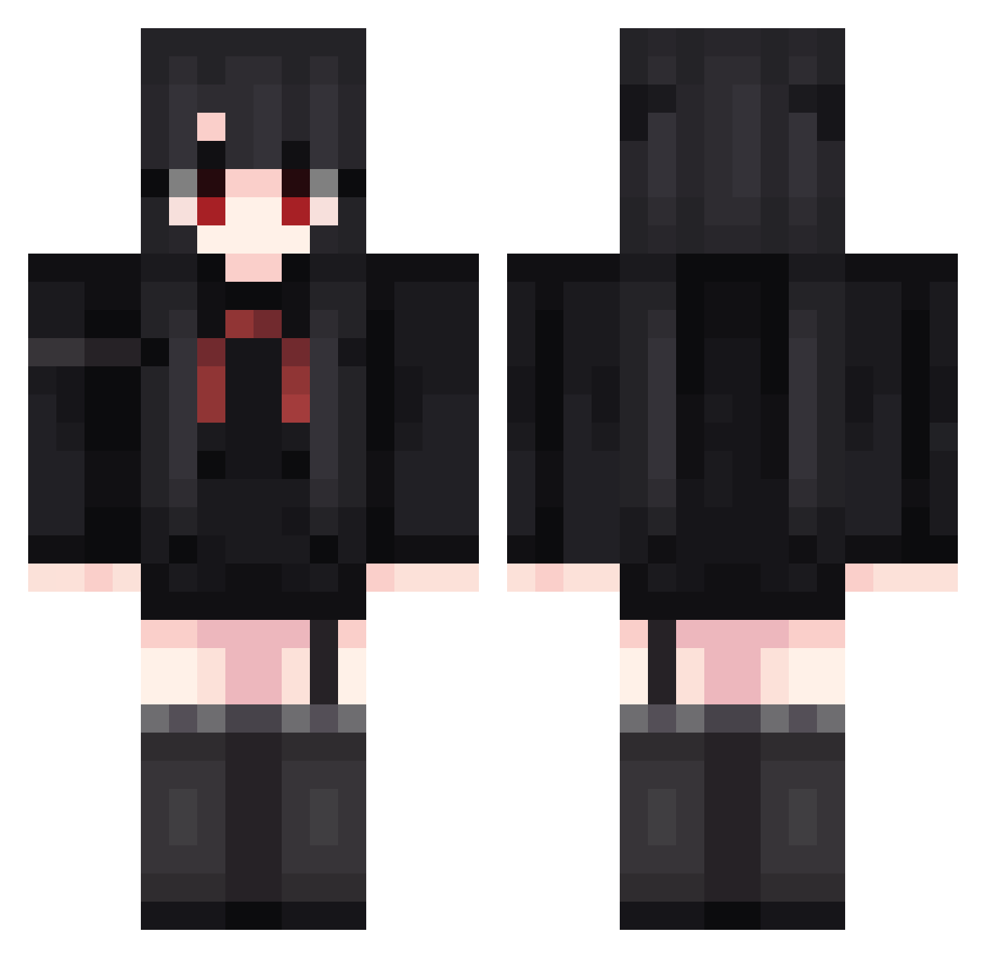 UWUMONSTERS Minecraft skin, front and back view